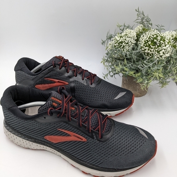 Brooks Adrenaline Gts 20 Mens Black Ebony Ketchup Size 12D pre owned - Picture 3 of 14